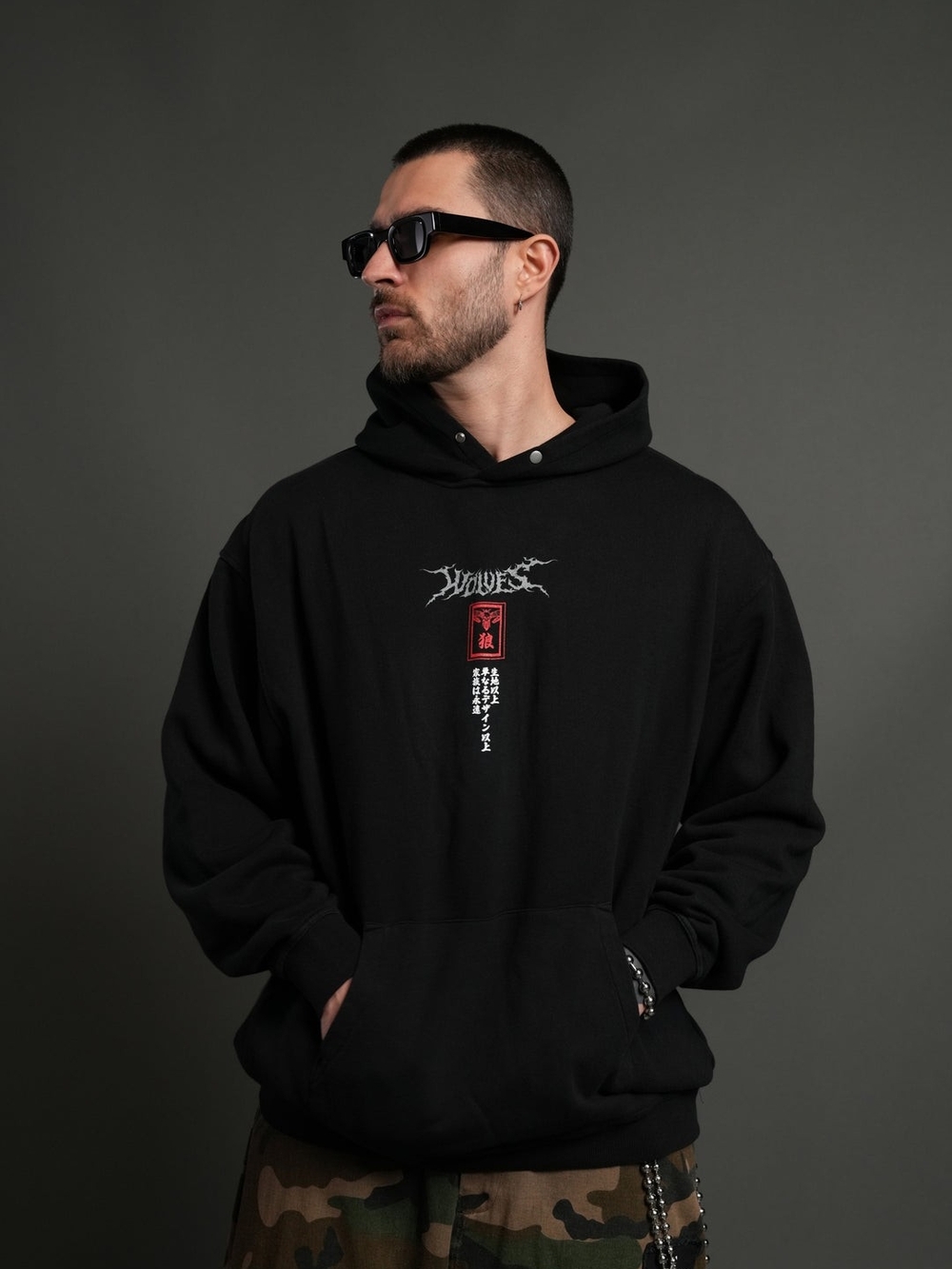 Darc Sport Black Hoodie with Red & White Chest Graphic